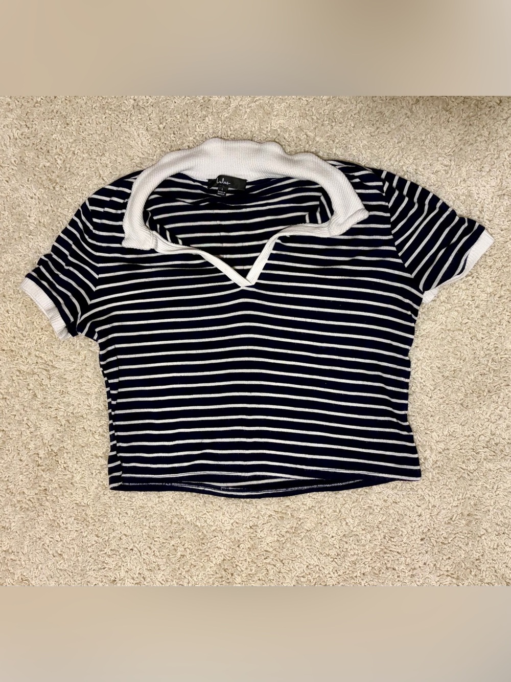 Lulu's Navy and White Striped Top